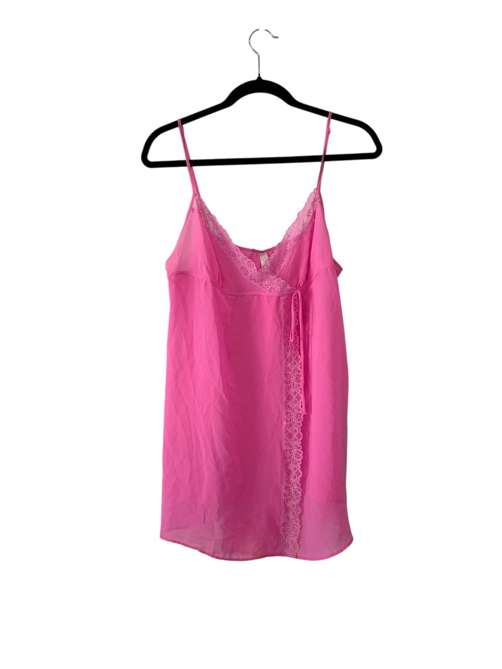 Vintage Y2K Victoria’s Secret Pink Lace Slip Babydoll Top Dress Sheer Fairy L